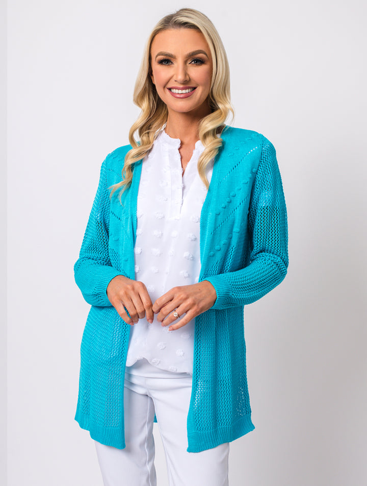Long Sleeve Cardigan - Turq