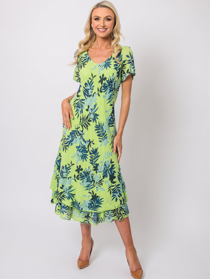Half Sleeve Dress - Lime Green