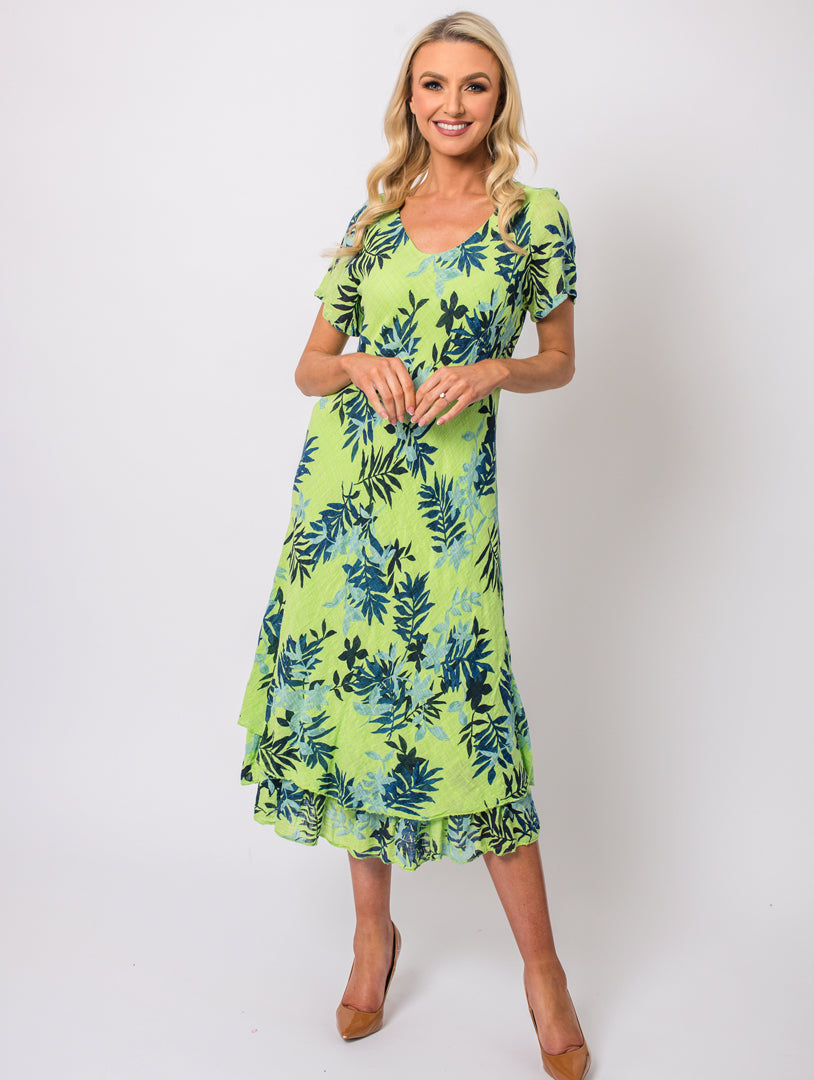 Half Sleeve Dress - Lime Green