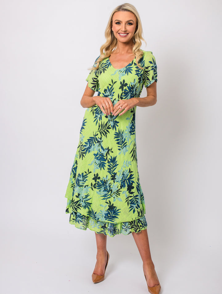 Half Sleeve Dress - Lime Green