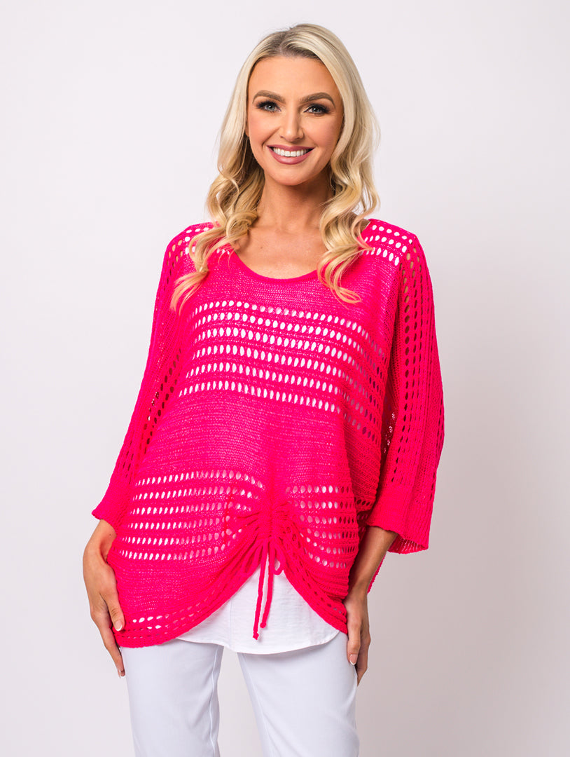 Crochet Tie Top - Cerise