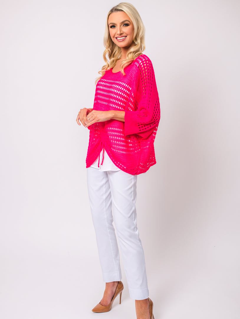 Crochet Tie Top - Cerise