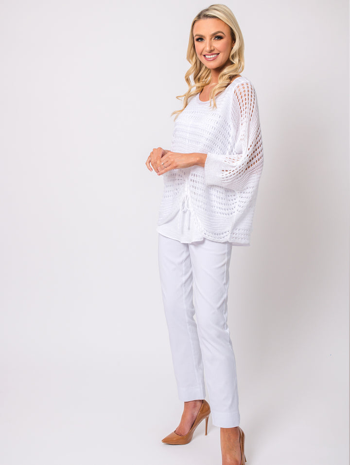 Crochet Tie Top - White