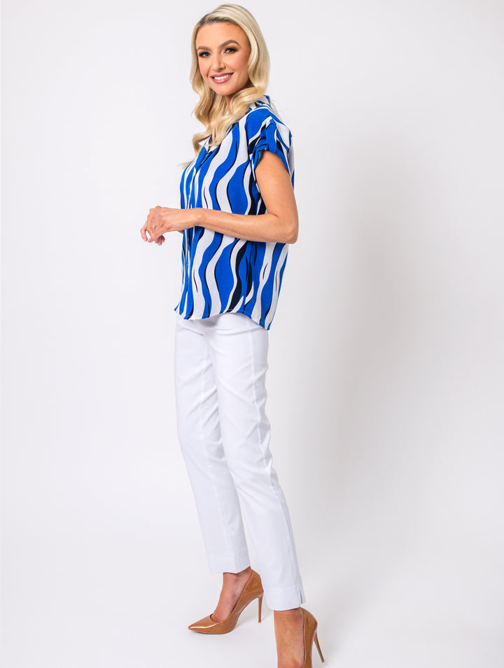 Revere Collar Blouse - Royal
