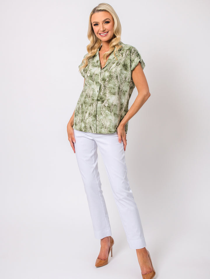 Revere Blouse - Khaki Multi