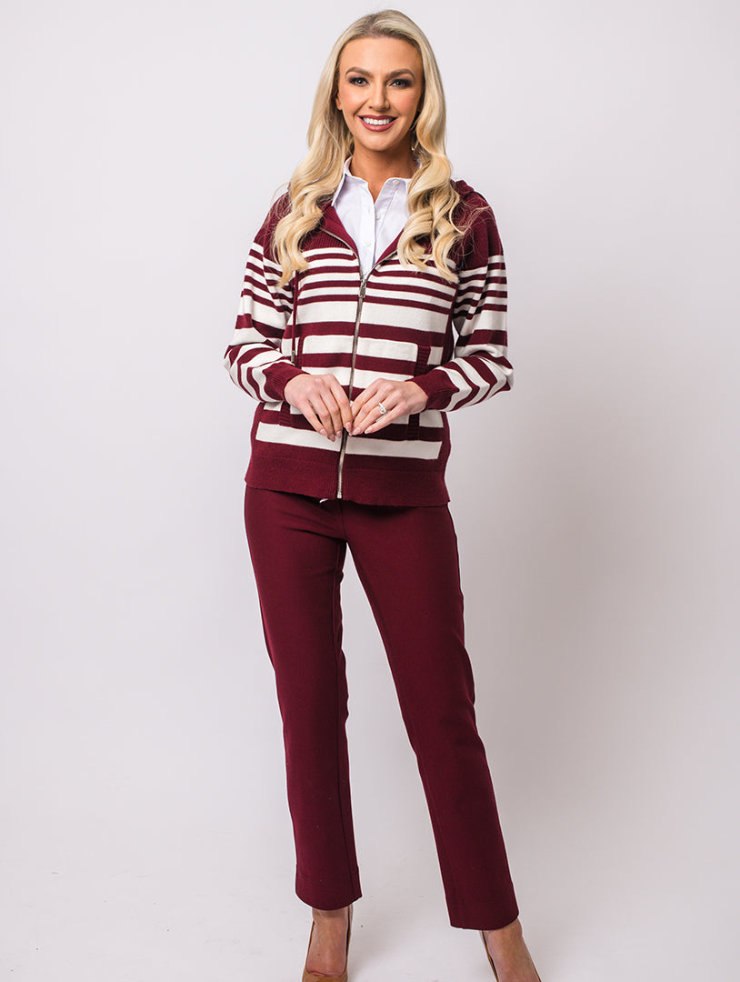 Stripe Zip Hoody - Berry Multi
