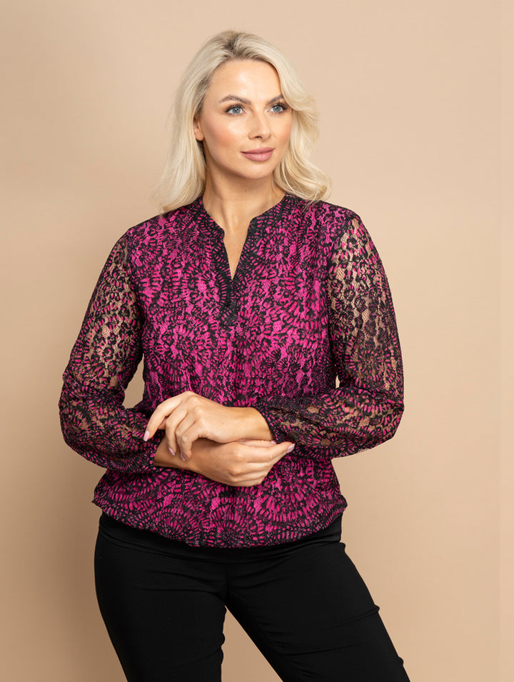 Lace 2 Piece Top - Pink/Black