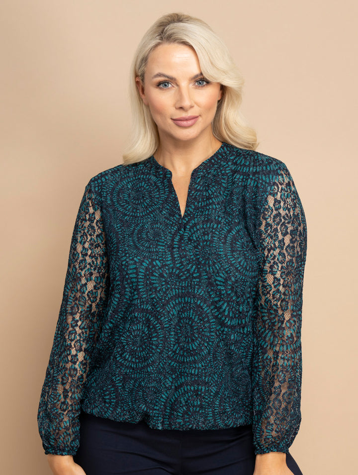 Lace 2 Piece Top - Teal/Navy