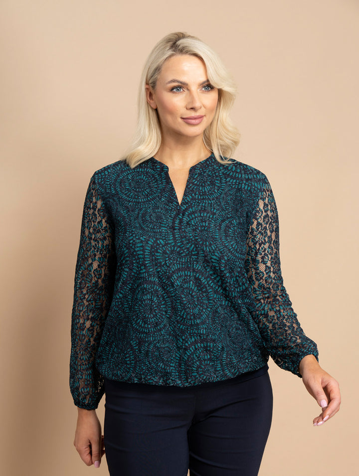Lace 2 Piece Top - Teal/Navy