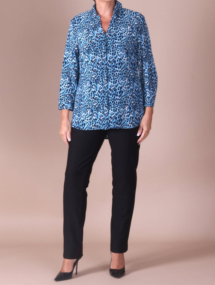 Print Blouse - Blue/Black