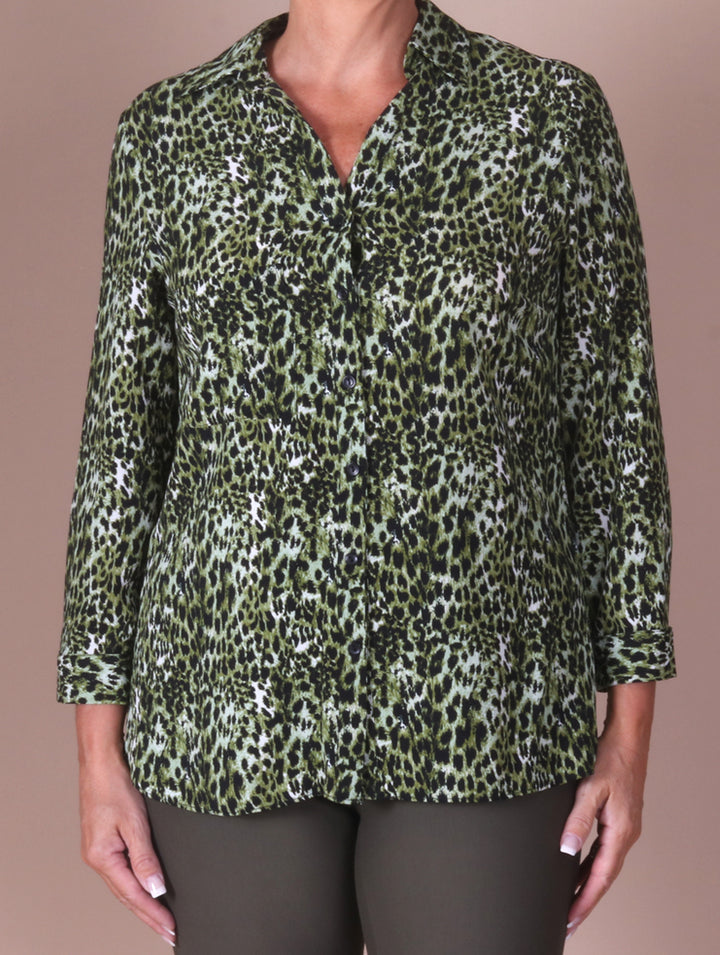 Print Blouse - Khaki/Black