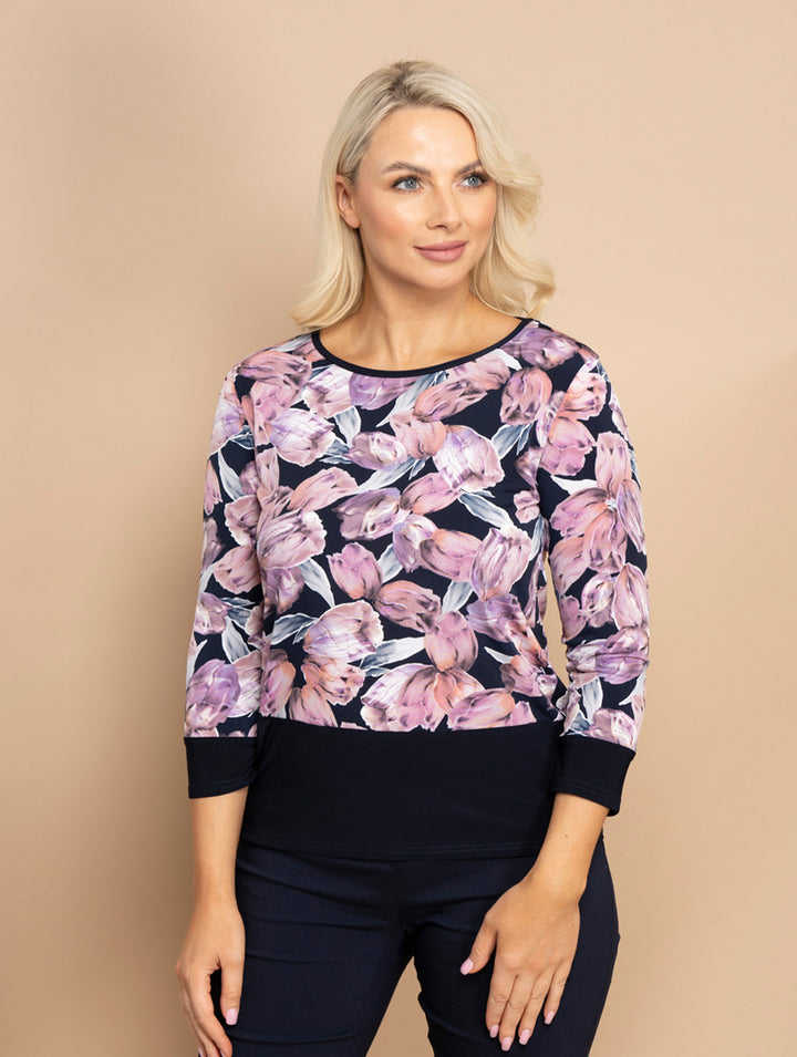 Contrast Top - Damson/Black