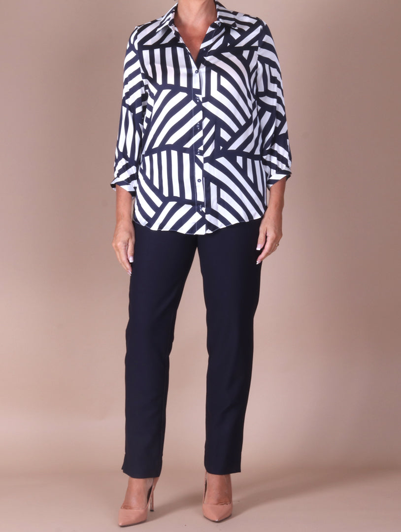 Satin Blouse - Navy