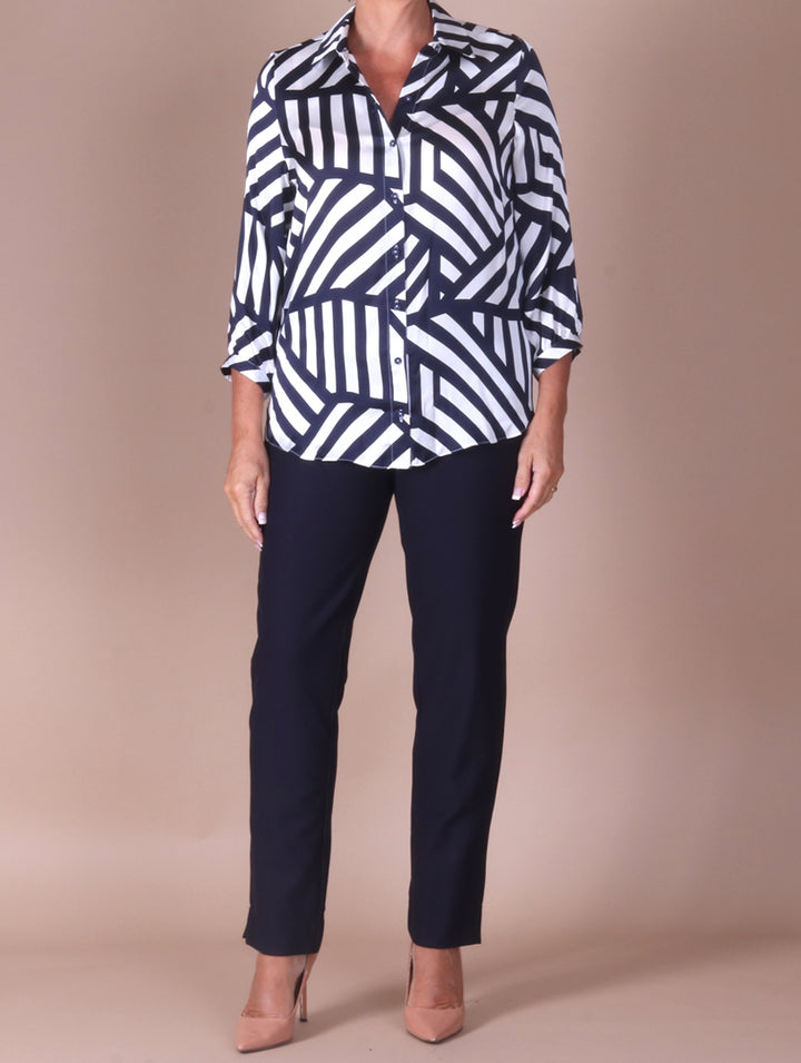 Satin Blouse - Navy