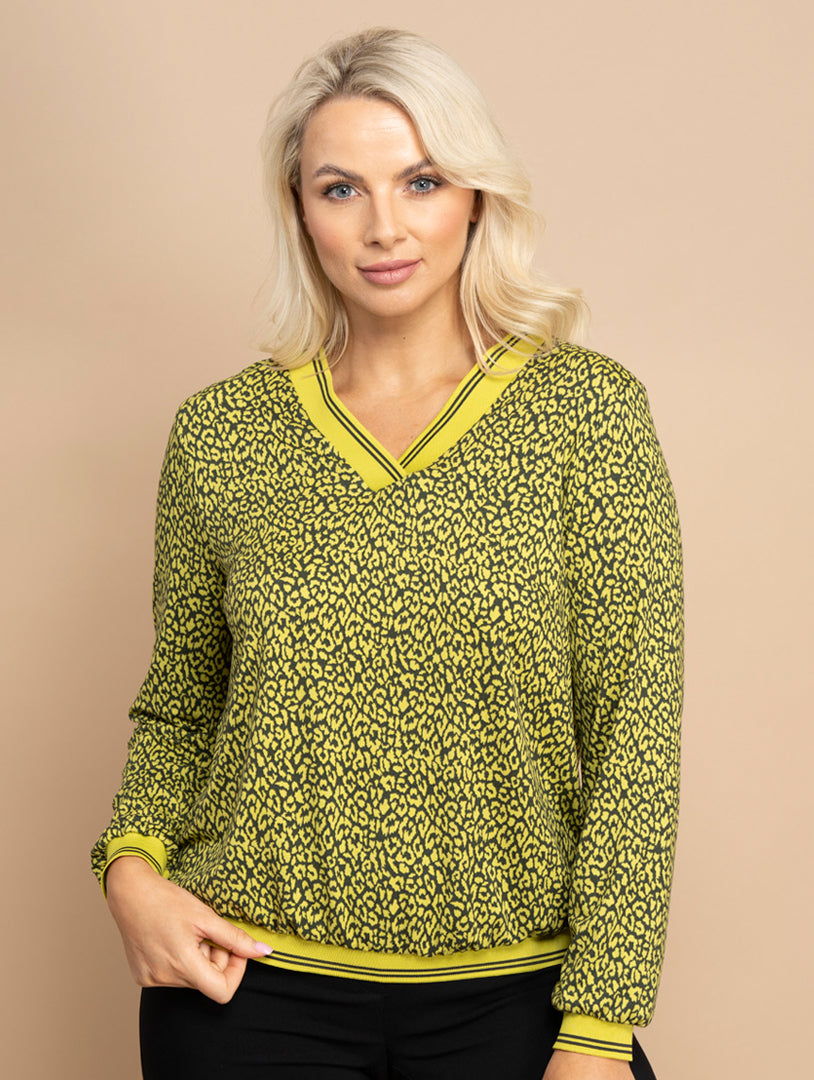 V Trim Top - Khaki/Lime