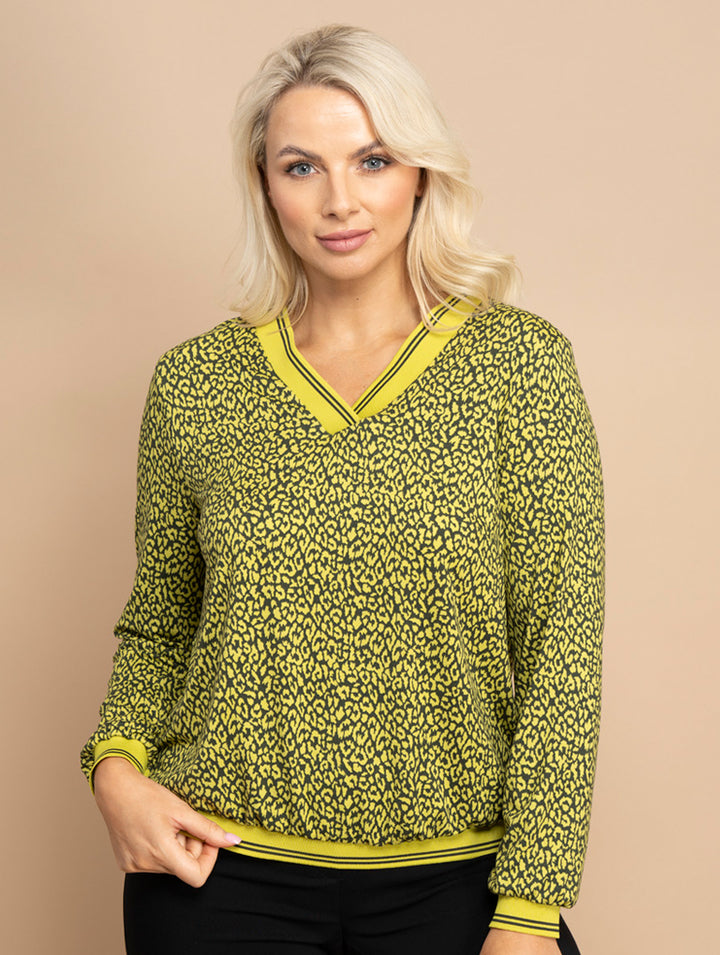 V Trim Top - Khaki/Lime