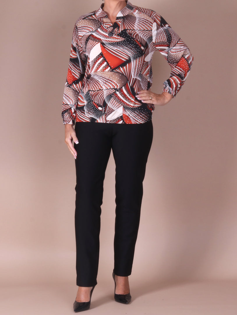 3/4 Sleeve Blouse - Burnt Orange