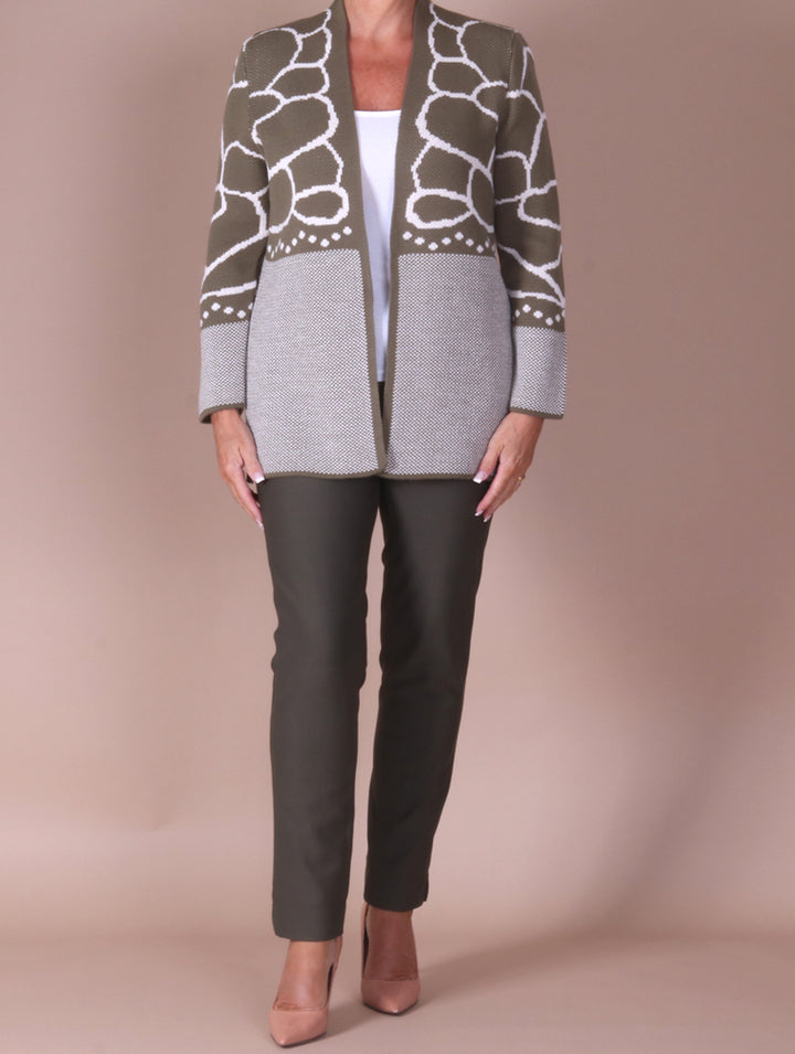 Cardigan - Khaki/Ivory