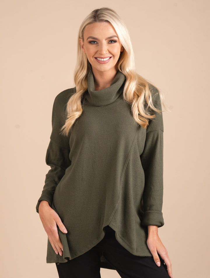 Cowl Neck Knit - Khaki