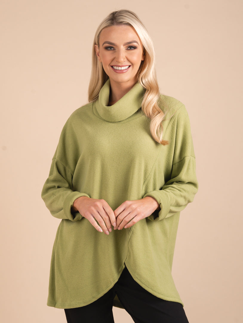 Cowl Neck Knit - Lime