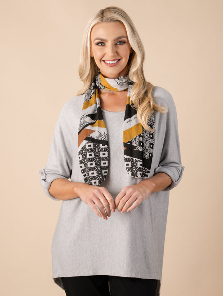 Jumper With Scarf - Light Black/Grey
