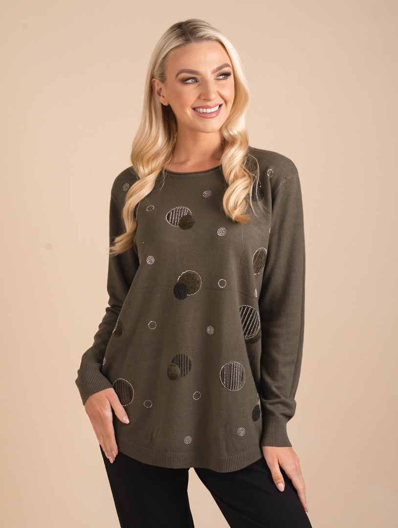 Diamonte Top - Khaki