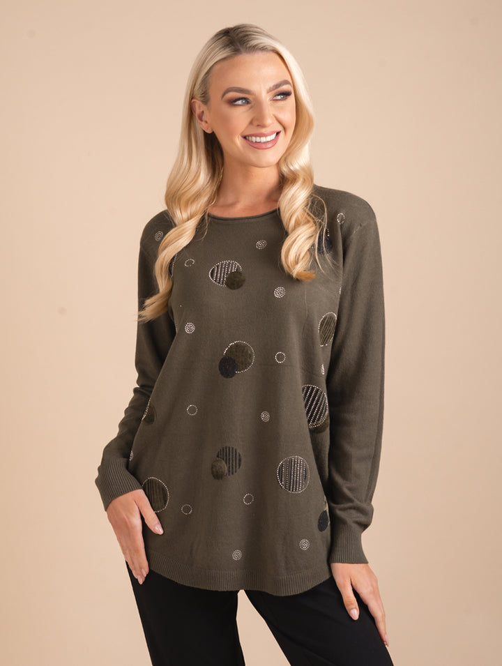 Diamonte Top - Khaki