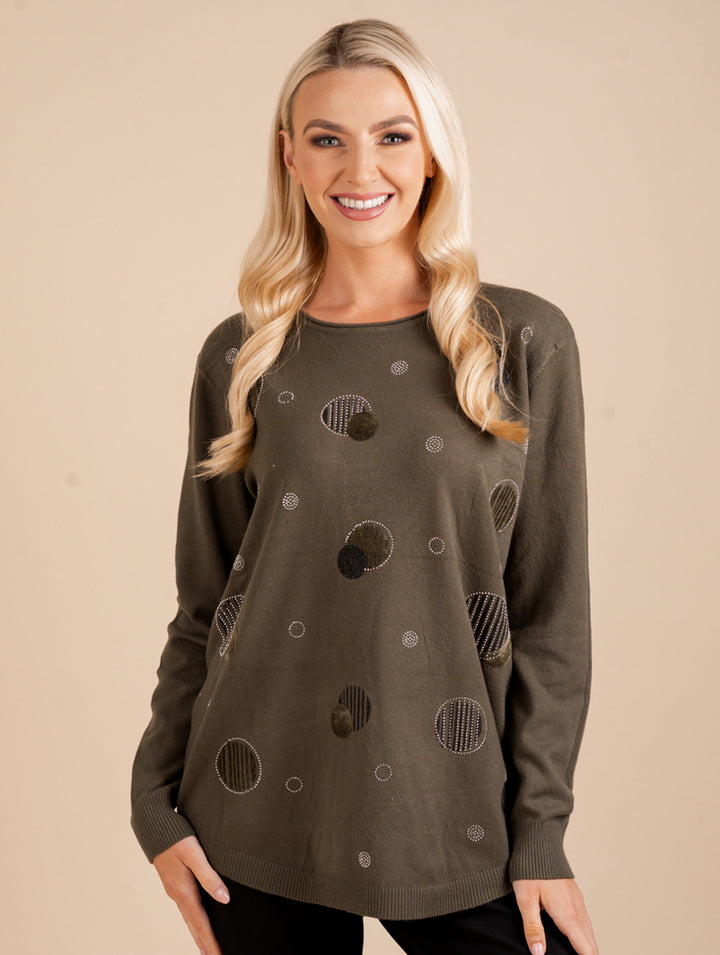 Diamonte Top - Khaki