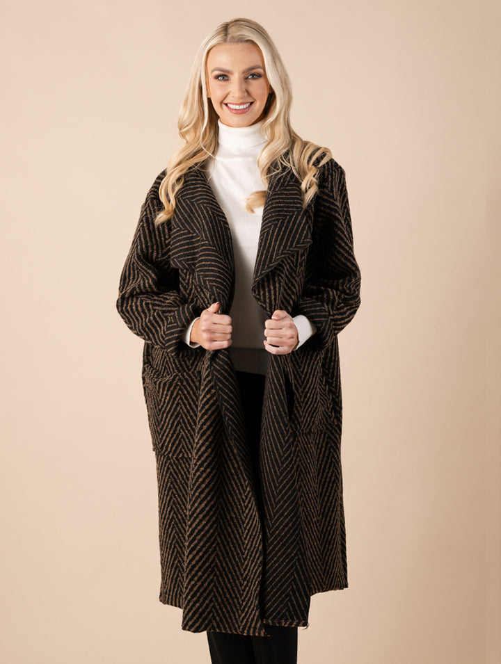 Waterfall Coat - Black/Tan