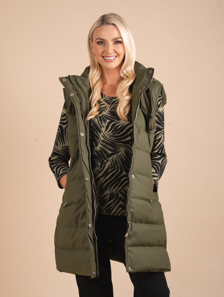 Round Neck Top - Olive Multi