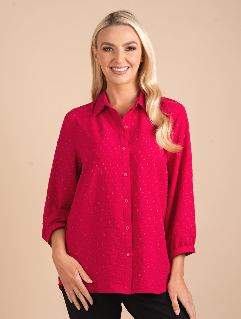 3/4 Sleeve Blouse - Cerise