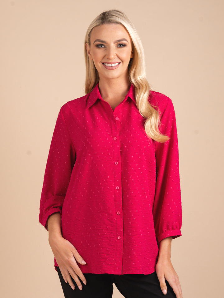 3/4 Sleeve Blouse - Cerise