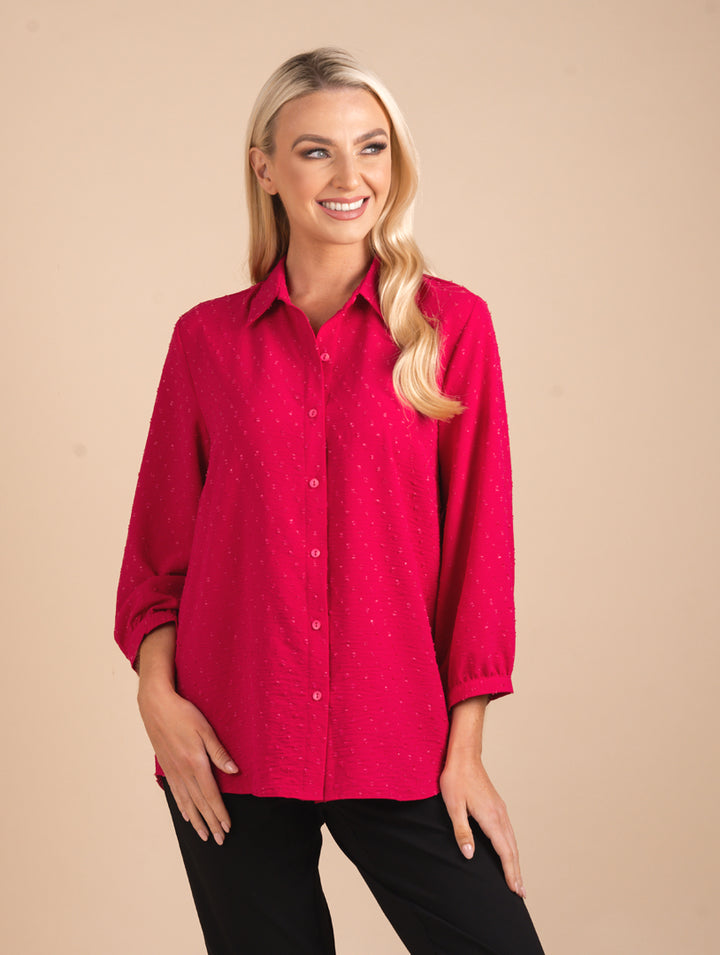 3/4 Sleeve Blouse - Cerise