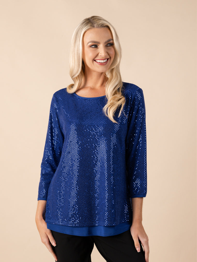 Lined Sequin Top - Royal