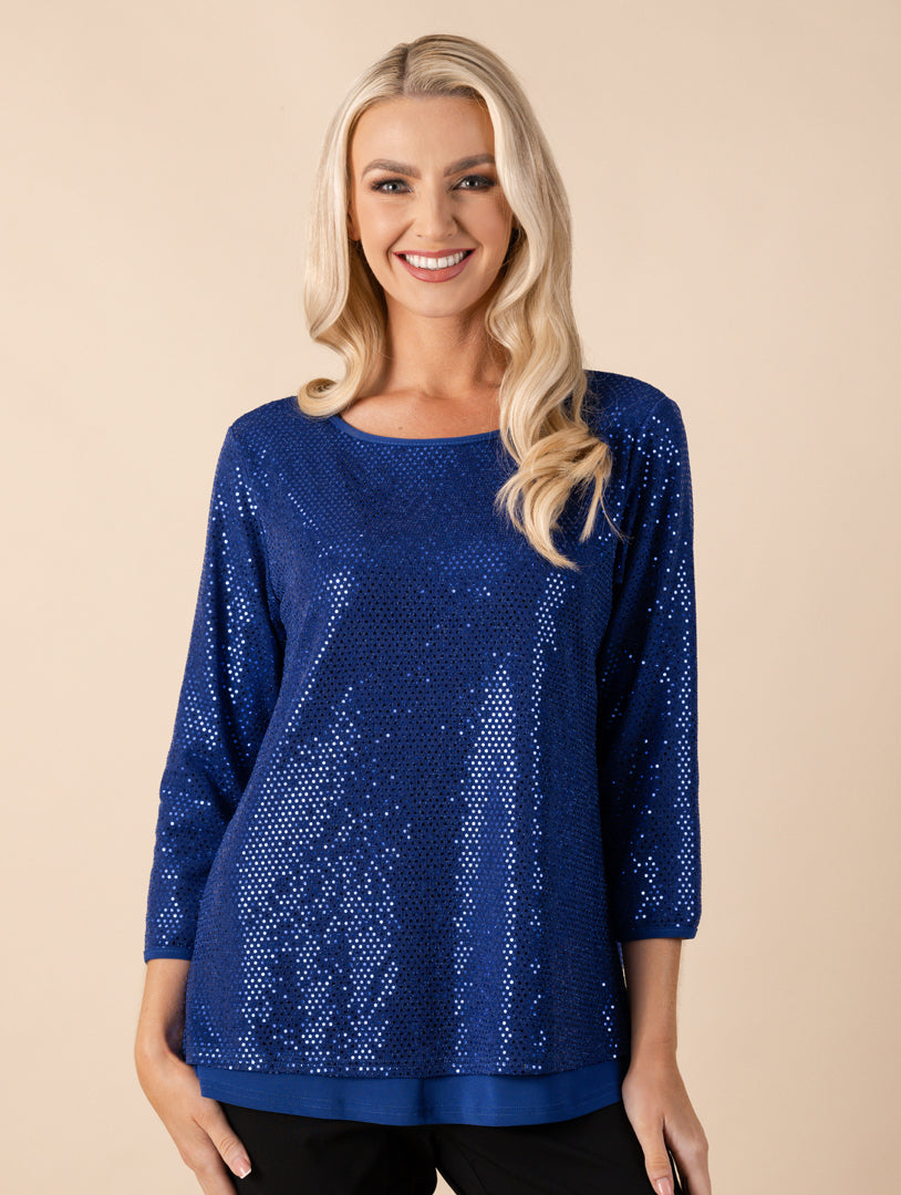 Lined Sequin Top - Royal