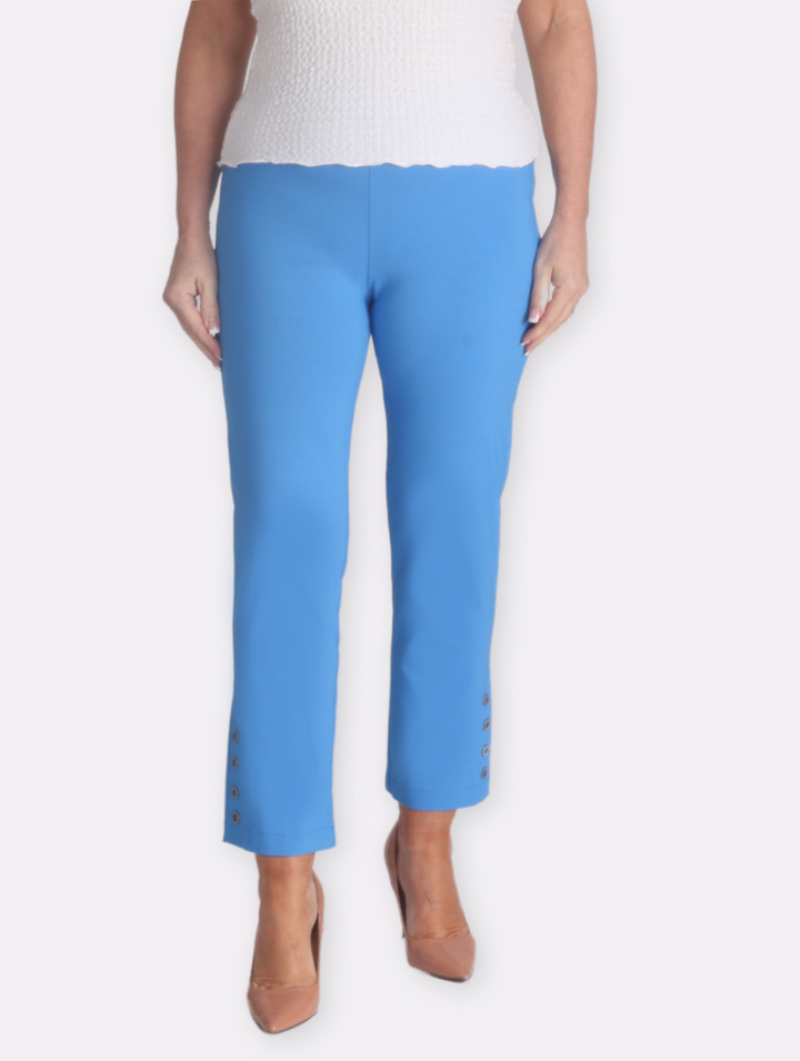 Button Crop Moda Trouser - Cornflower Blue (COMING SOON)