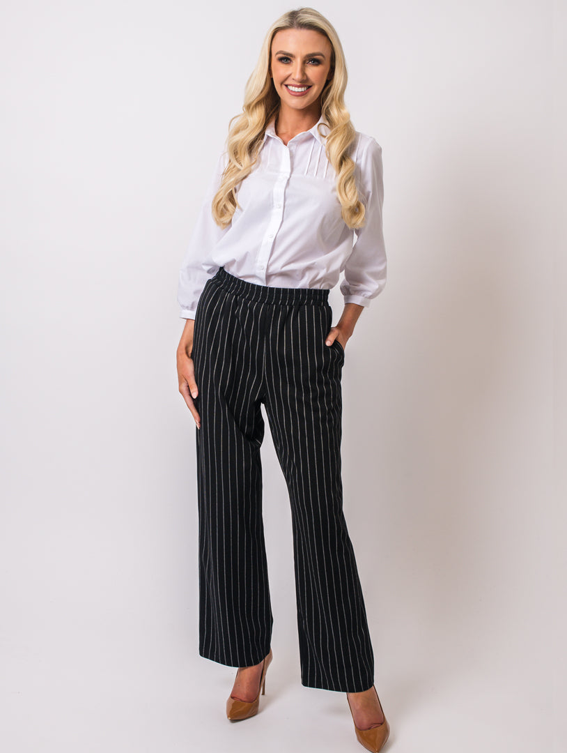 29" Pinstripe Molly Trousers - Black