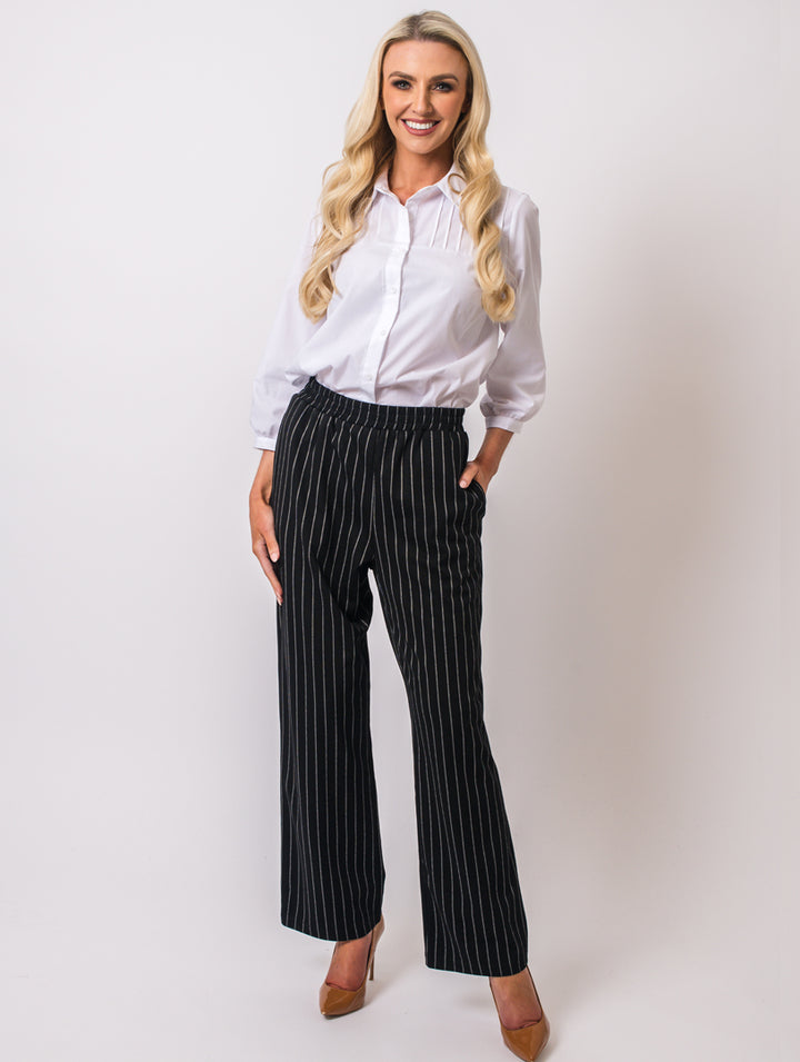 29" Pinstripe Molly Trousers - Black