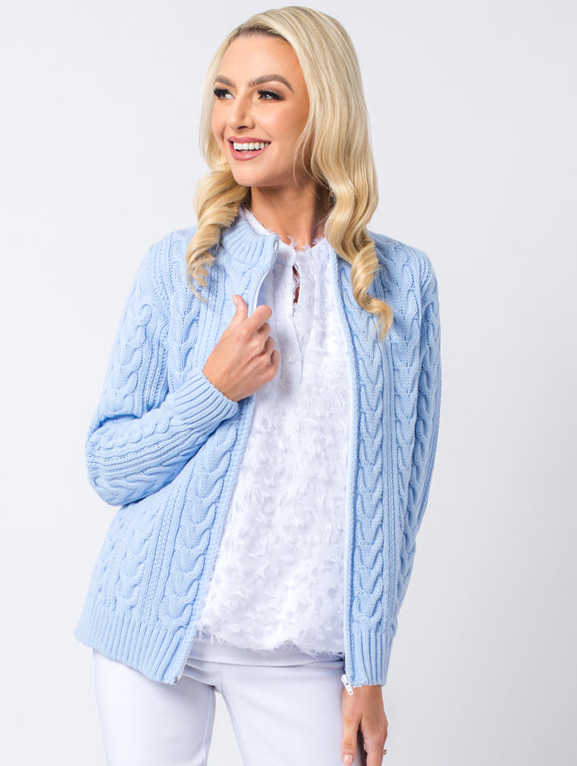 Zip Cardigan - Light Blue
