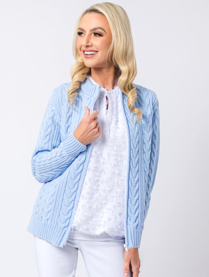 Zip Cardigan - Light Blue