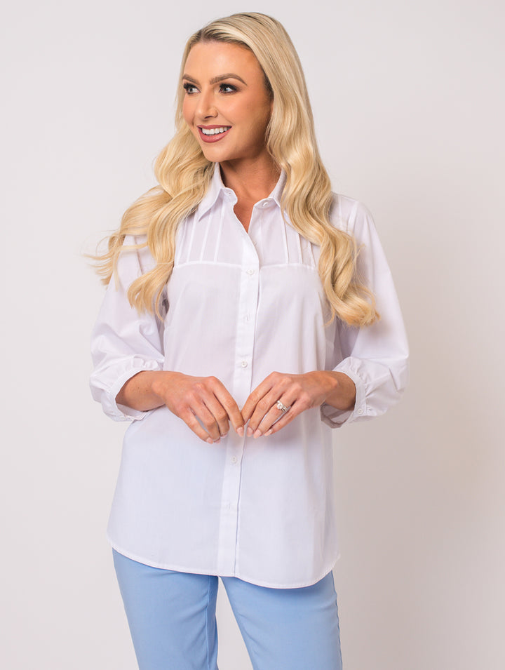Pleat Cotton Shirt - White