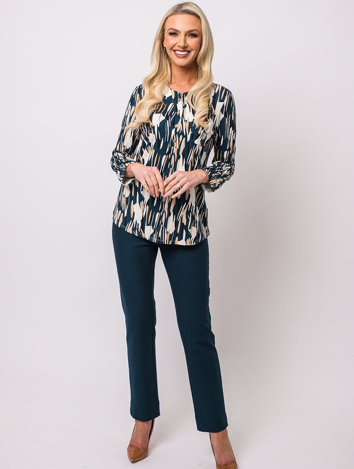 5 Button Top - Peacock