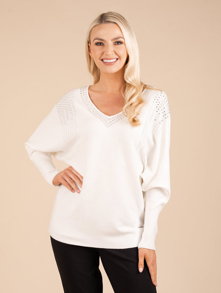Luxury V Neck Knitwear - Ivory