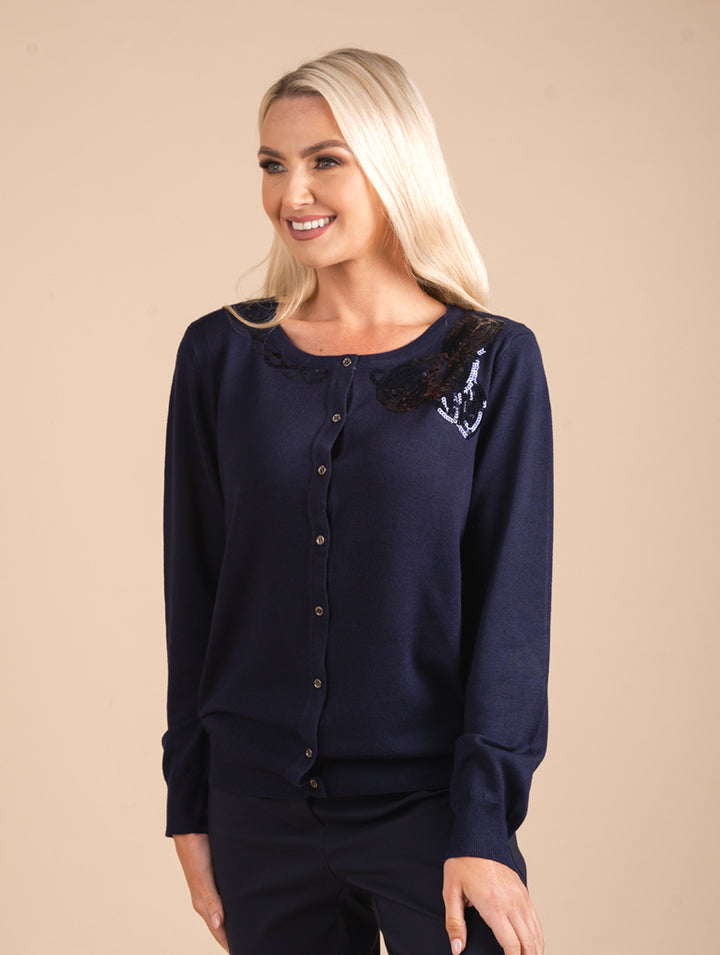 Diamonte Cardigan - Navy