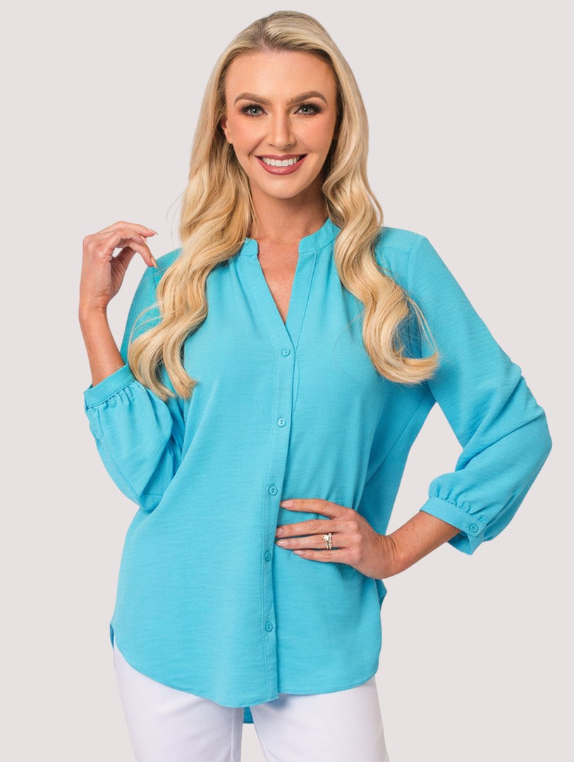 Button Up Blouse - Turq