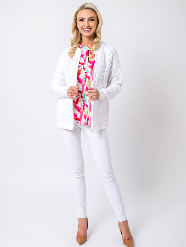 Zip Cardigan - Optic White