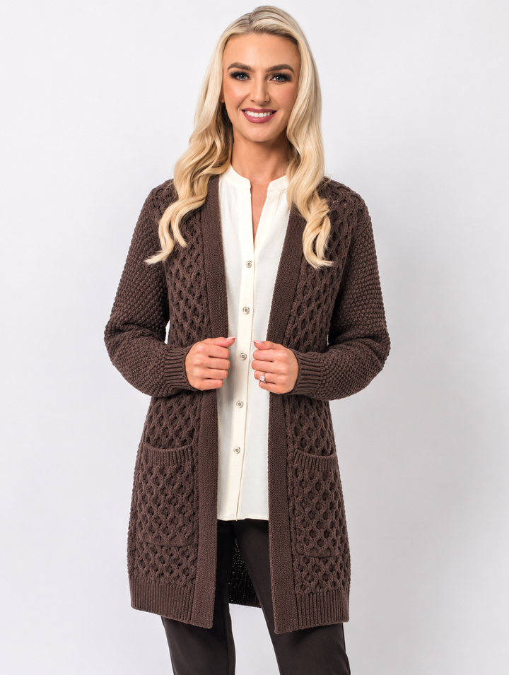 2 Pocket Cardigan - Chocolate - Dispatch date 23.10.26