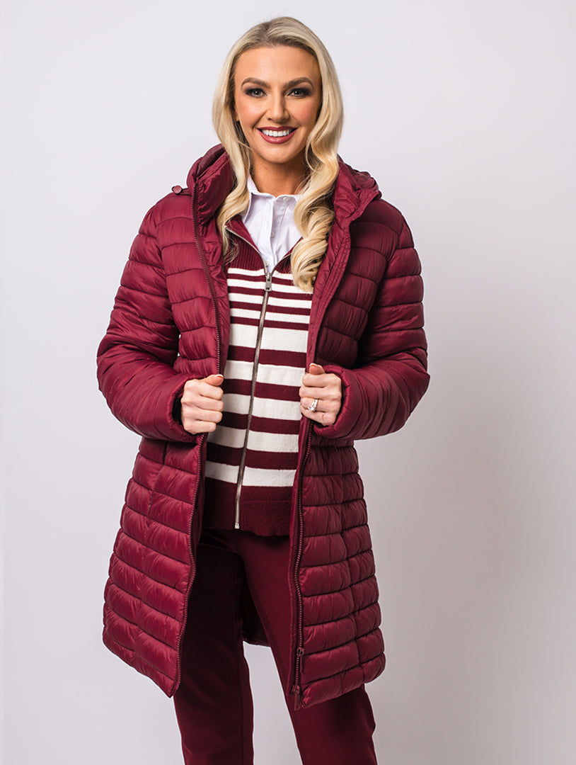 Luxury Hooded Coat - Berry