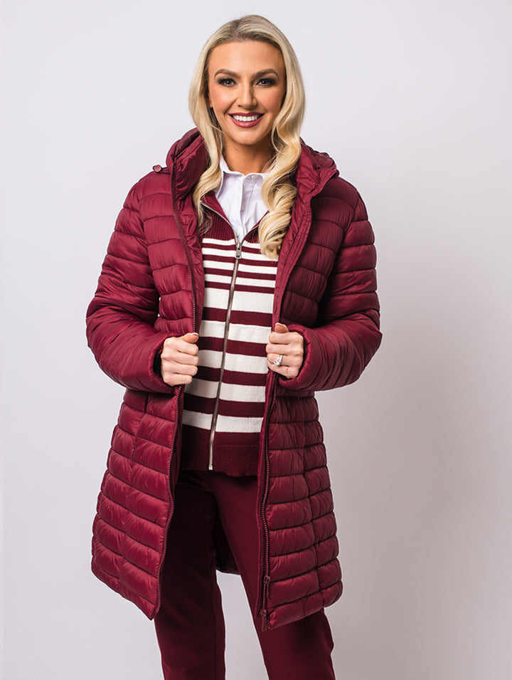 Luxury Hooded Coat - Berry