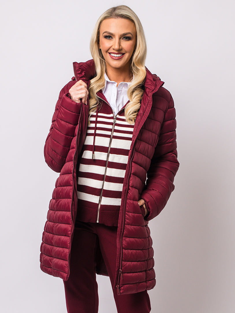 Luxury Hooded Coat - Berry